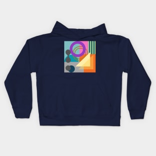 Modern Abstract Geometric Bauhaus Doodle Purple Yellow Orange Style Geo Doodle No. 9 Kids Hoodie